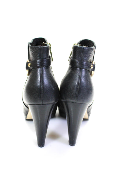 Banana Republic Womens Side Zip Platform Ankle Booties Black Leather Size 6