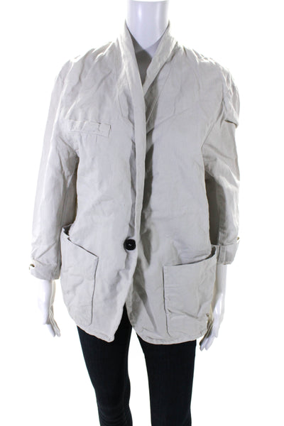 Isabel Marant Etoile Womens Cotton Shawl Collar Jacket Blazer Beige Size 36