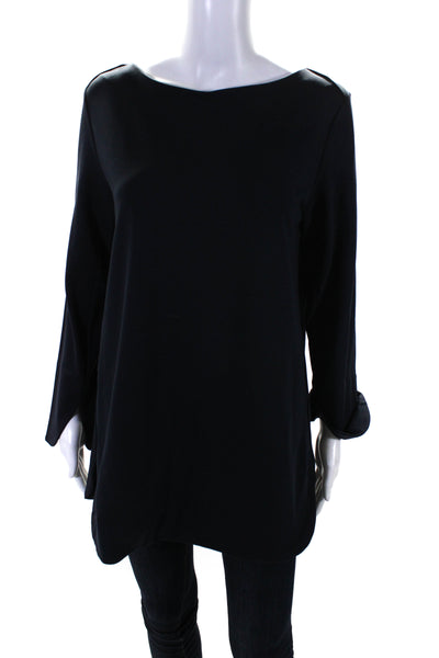 COS Womens Knit Scoop Neck Long Sleeve Pullover Blouse Top Navy Blue Size M