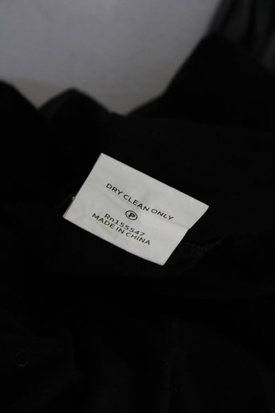 Elaine Kim Womens Jersey Knit Chiffon Overlay V-Neck Blouse Top Black Size M