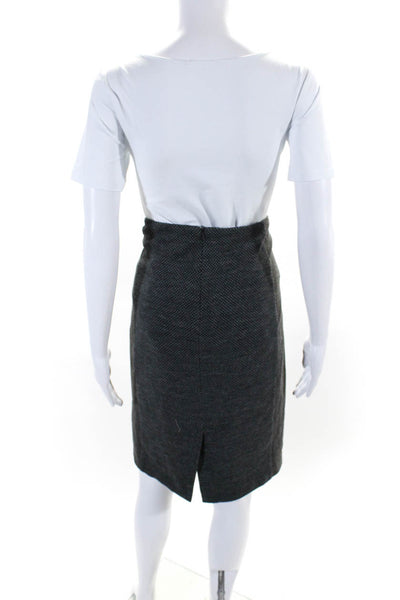 Paul Smith Womens Woven Tow Tone Mid Rise Knee Length Pencil Skirt Gray Size 48