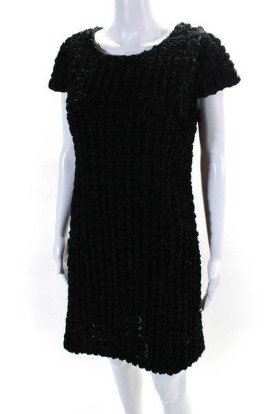 Valentino Miss V Womens Side Zip Mesh Floral Vintage Shift Dress Black Size 8