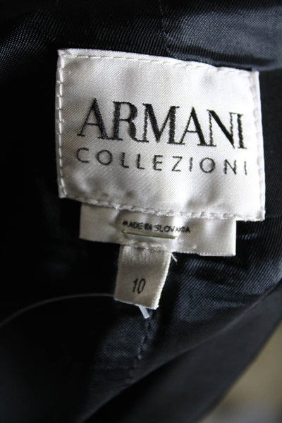 Armani Collezioni Womens Front Zip Collared Pinstriped Jacket Black Size 10