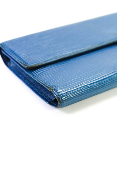 Louis Vuitton Womens Epi Leather Flap Tri Fold Wallet Blue