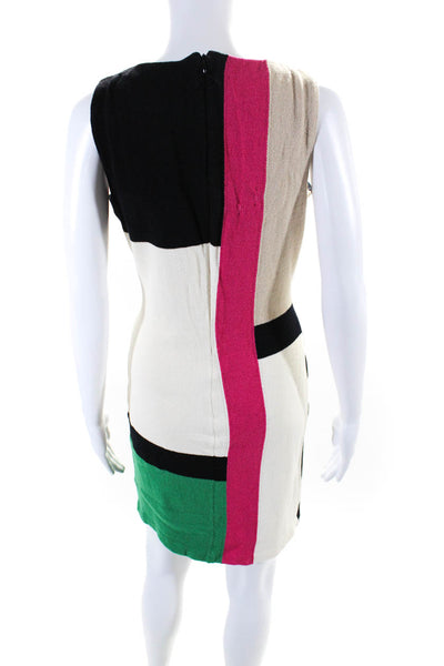 St. John Womens Wool Colorblock Striped Knit Sweater Dress Multicolor Size 6