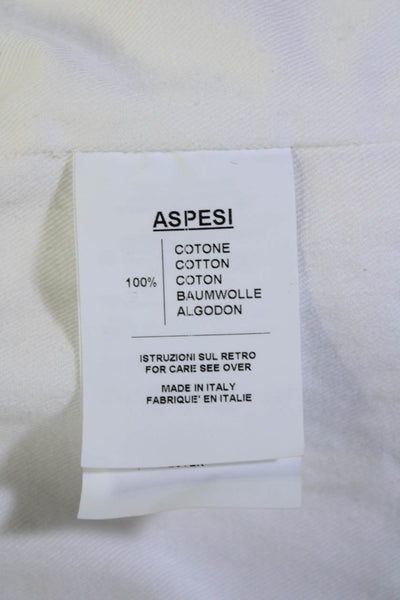 Aspesi Womens White Cotton Corduroy Collar Belt Long Sleeve Jacket Size 38