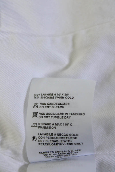 Aspesi Womens White Cotton Corduroy Collar Belt Long Sleeve Jacket Size 38