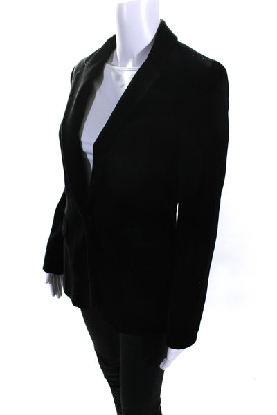 Theory Womens Notched Collar One Button Velvet Blazer Jacket Black Size Small