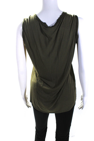 Elie Tahari Womens Satin Jersey Sleeveless Shell Top Blouse Olive Green Small