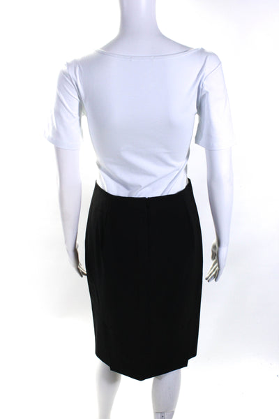 Theory Womens Woven Unlined Knee Length Pencil Skirt Black Wool Size 4