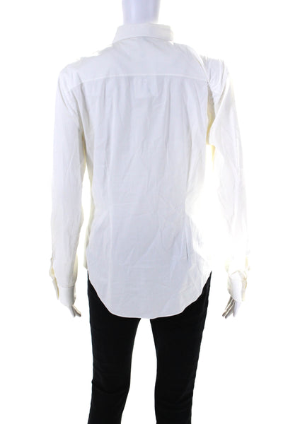 Theory Women's Collared Long Sleeves Button Down Shirt White Size M