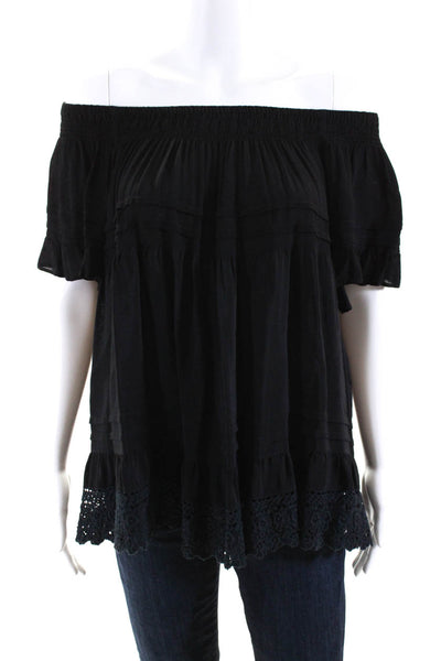 Muche Et Muchette Women's Off The Shoulder Short Sleeves Blouse Black One Size