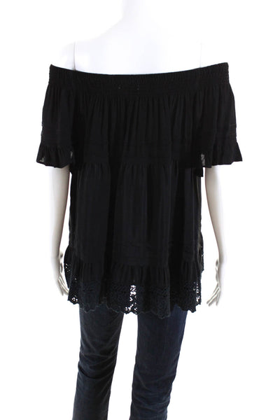 Muche Et Muchette Women's Off The Shoulder Short Sleeves Blouse Black One Size