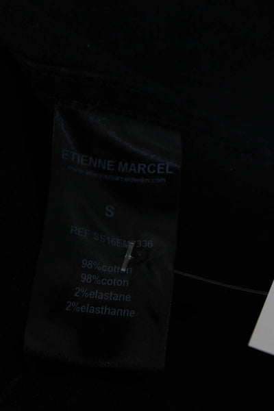 Etienne Marcel Womens Denim Button Down Jcket Black Cotton Size Small