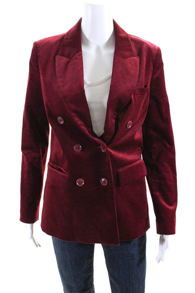 Joie Womens Cotton Corduroy Long Sleeve Double Breasted Blazer Jacket Red Size 0