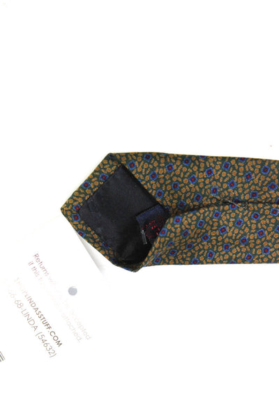 Etro Mens Silk Abstract Print Necktie Brown Blue