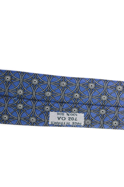 Hermes Mens Silk Printed Classic Necktie Blue