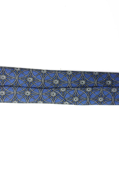 Hermes Mens Silk Printed Classic Necktie Blue