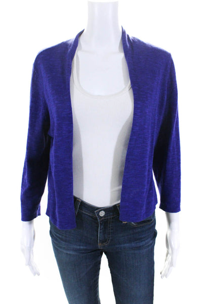 Eileen Fisher Womens Thin Knit Long Sleeved Open Front Cardigan Purple Size M