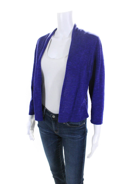 Eileen Fisher Womens Thin Knit Long Sleeved Open Front Cardigan Purple Size M