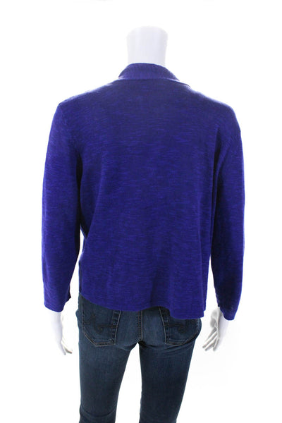 Eileen Fisher Womens Thin Knit Long Sleeved Open Front Cardigan Purple Size M