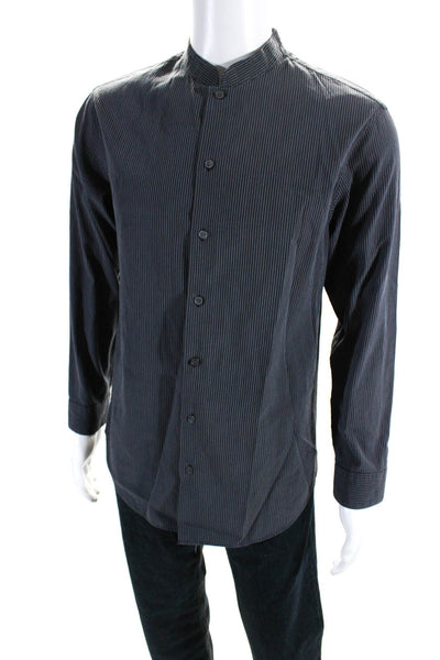 Armani Collezioni Men's Long Sleeves Button Down Black Stripe Shirt Size L