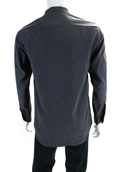 Armani Collezioni Men's Long Sleeves Button Down Black Stripe Shirt Size L