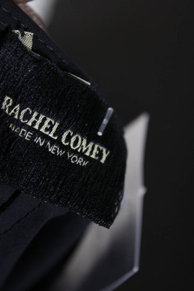 Rachel Comey Womens Cotton Curved Hem High Back V-Neck Blouse Top Black Size M