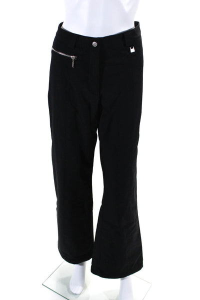 Nils Womens Solid Black Nylon High Rise Straight Leg Ski Pants Size 10