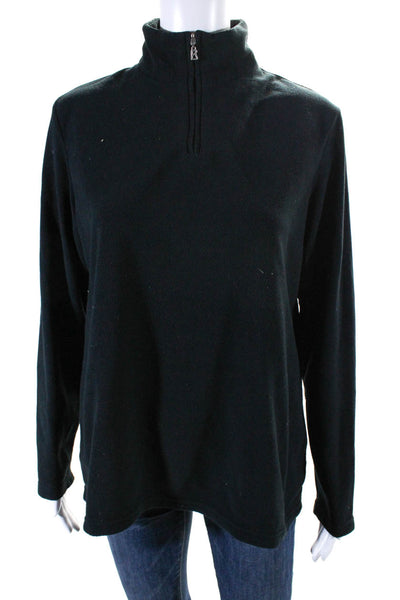 Bogner Womens Black Fleece Mock Neck Half Zip Long Sleeve Sweatshirt Size XL