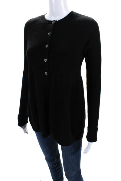 Vince Womens Black Cashmere Crew Neck Long Sleeve Cardigan Sweater Top Size L
