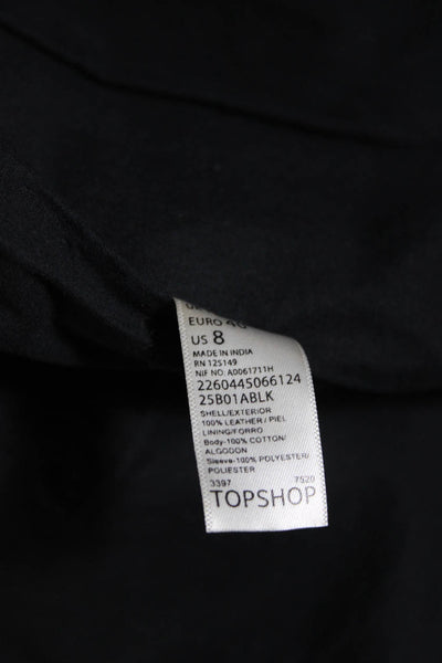 Topshop Womens Asymmetrical Leather Zip Moto Jacket Black Size 8