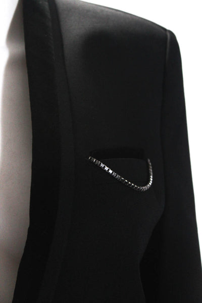 The Kooples Womens Velvet Trim One Button Blazer Jacket Black Wool Size IT 40