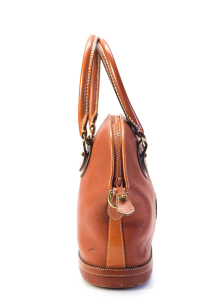 Dooney & Bourke Pebbled Leather Double Handle Vintage Norfolk Handbag Brown