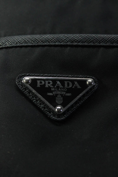 Prada Nylon Double Pocket Zip Up Adjustable Strap Travel Crossbody Handbag Black