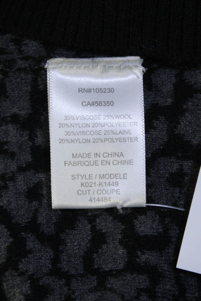Joie Womens Pullover Scoop Neck Leopard Print Sweater Gray Black Size Medium