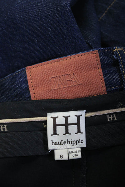 Zara Haute Hippie Womens Wide Leg Jeans Trouser Pants Blue Black 4 6 Lot 2