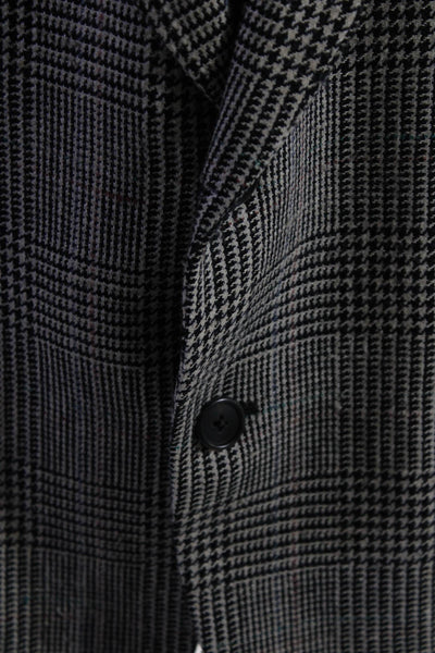 Burberry Men's Collared Long Sleeves Lined Two Button Black Plaid Jacket Size 42