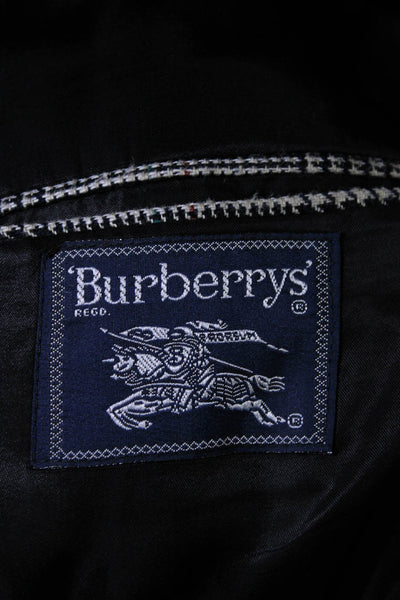 Burberry Men's Collared Long Sleeves Lined Two Button Black Plaid Jacket Size 42