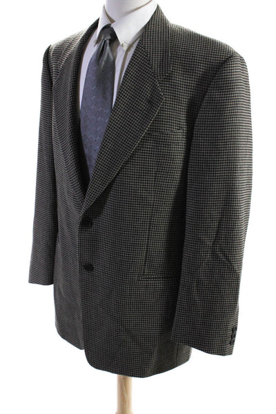 Mani Men's Lined Long Sleeves Two Button Black Plaid Jacket Size 42