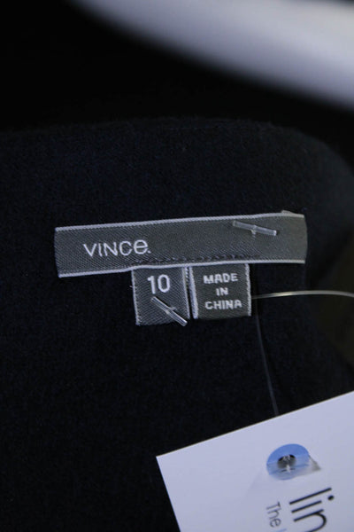 Vince Womens Wool Felt Unlined Short Two Pocket A-Line Skirt Navy Blue Size 10