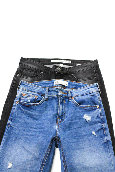 Zara Driftwood Womens Distressed Skinny Leg Jeans Blue Black Size 4 26 Lot 2