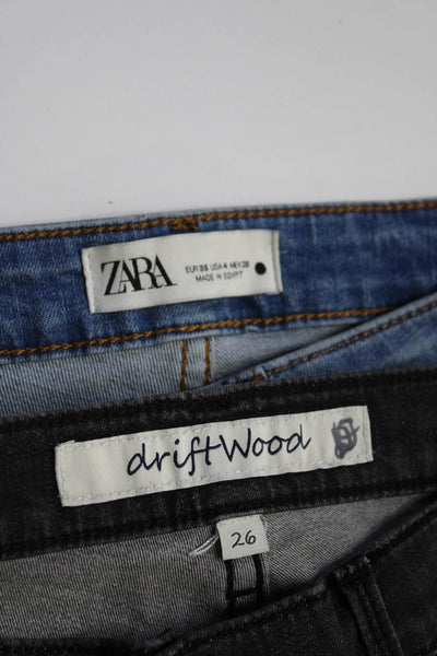 Zara Driftwood Womens Distressed Skinny Leg Jeans Blue Black Size 4 26 Lot 2