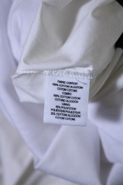 Derek Lam 10 Crosby Intermix Women Sleeve Tie Waist Mini Dress White Navy Size 4