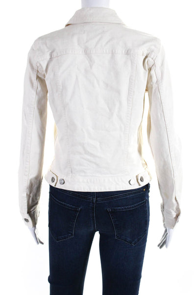 J Crew Womens Button Down Jean Jacket White Cotton Size Small