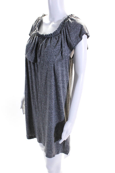 Current/Elliott Womens Elastic Off Shoulder Ruffled Shift Dress Gray Size 2