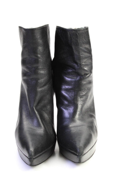 Stuart Weitzman Womens Leather Pointed Toe Ankle Boots Black Size 8 Medium