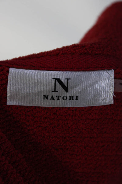 Natori Womens Midi Length Knit Chenille Belted Bath Robe Red Size Medium