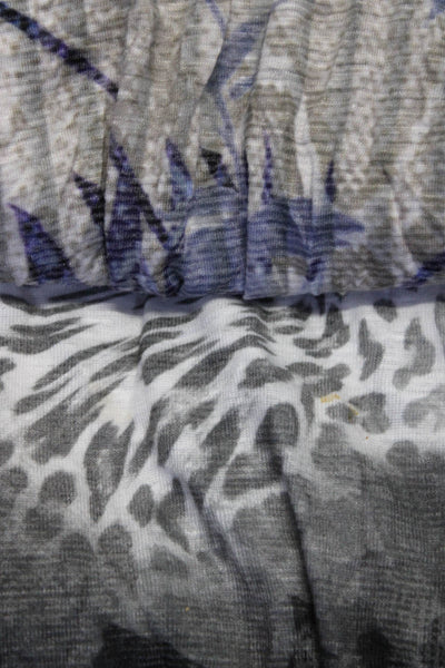 David Cline Womens Abstract Animal Print Top Blouse Blue gray Size Medium Lot 2