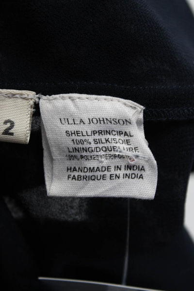Ulla Johnson Womens Silk Paisley Print Key Hole Neck Dress Black White Size 2